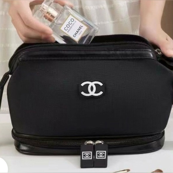 CHANEL Handbags - CHANEL Beaty Travel and Makeup Pouch with Logo